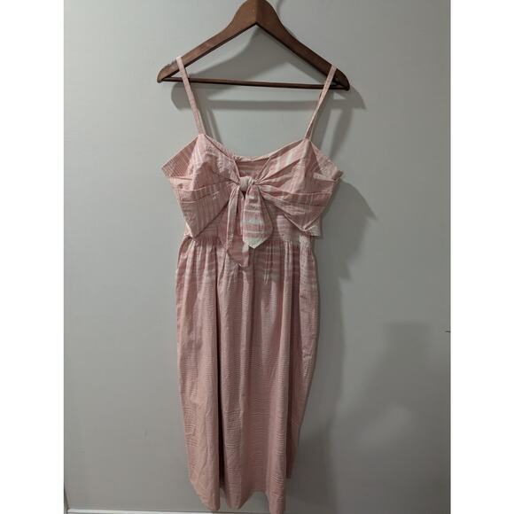 Anthropologie Whit Two Pink Ikat Front Bow Midi Dress NWT - Picture 4 of 9